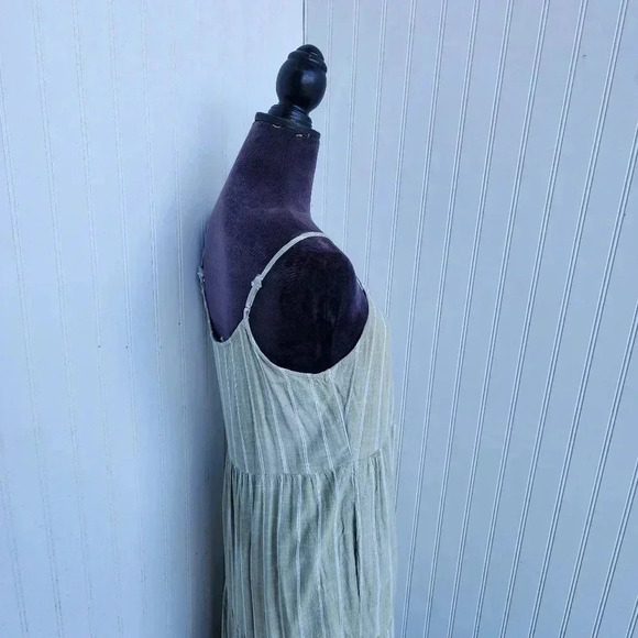 Robbie Bee Green White Stripe Strap Rayon Maxi Dress Tank Sz PM - Picture 6 of 14
